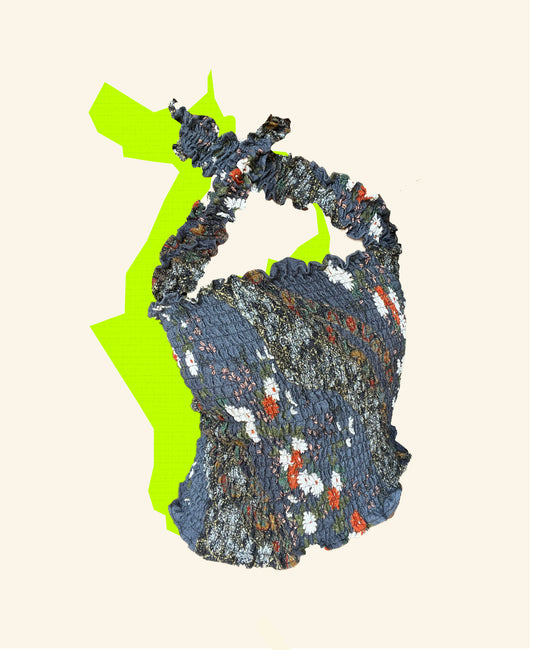 2WAYS UPCYCLED KIMONO CROSS NECK TOP <ash blue>