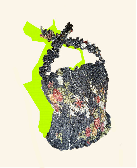 2WAYS UPCYCLED KIMONO CROSS NECK TOP <dark navy>