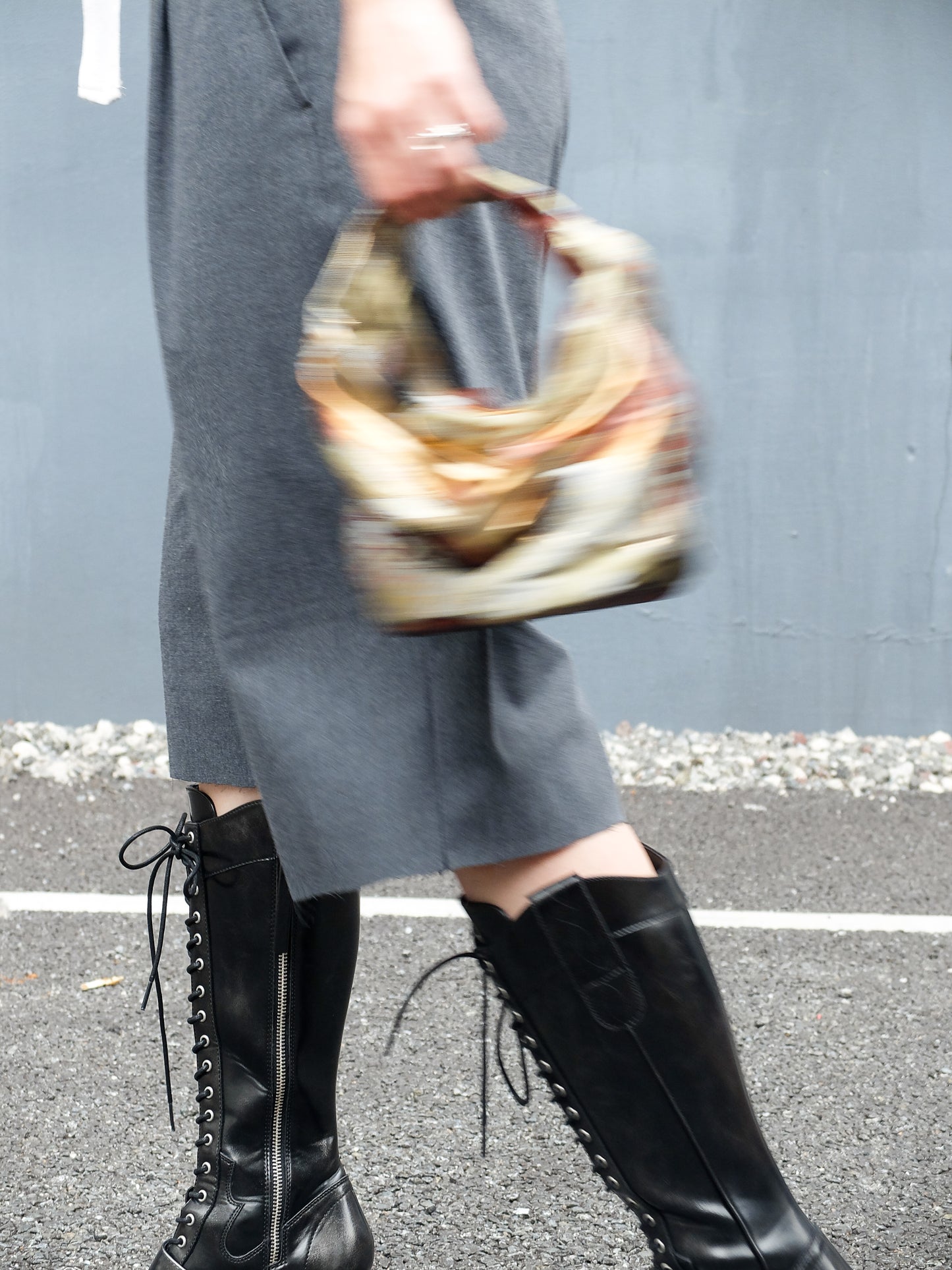 COMORI BAG <red×gold landscape pattern > Upcycled product