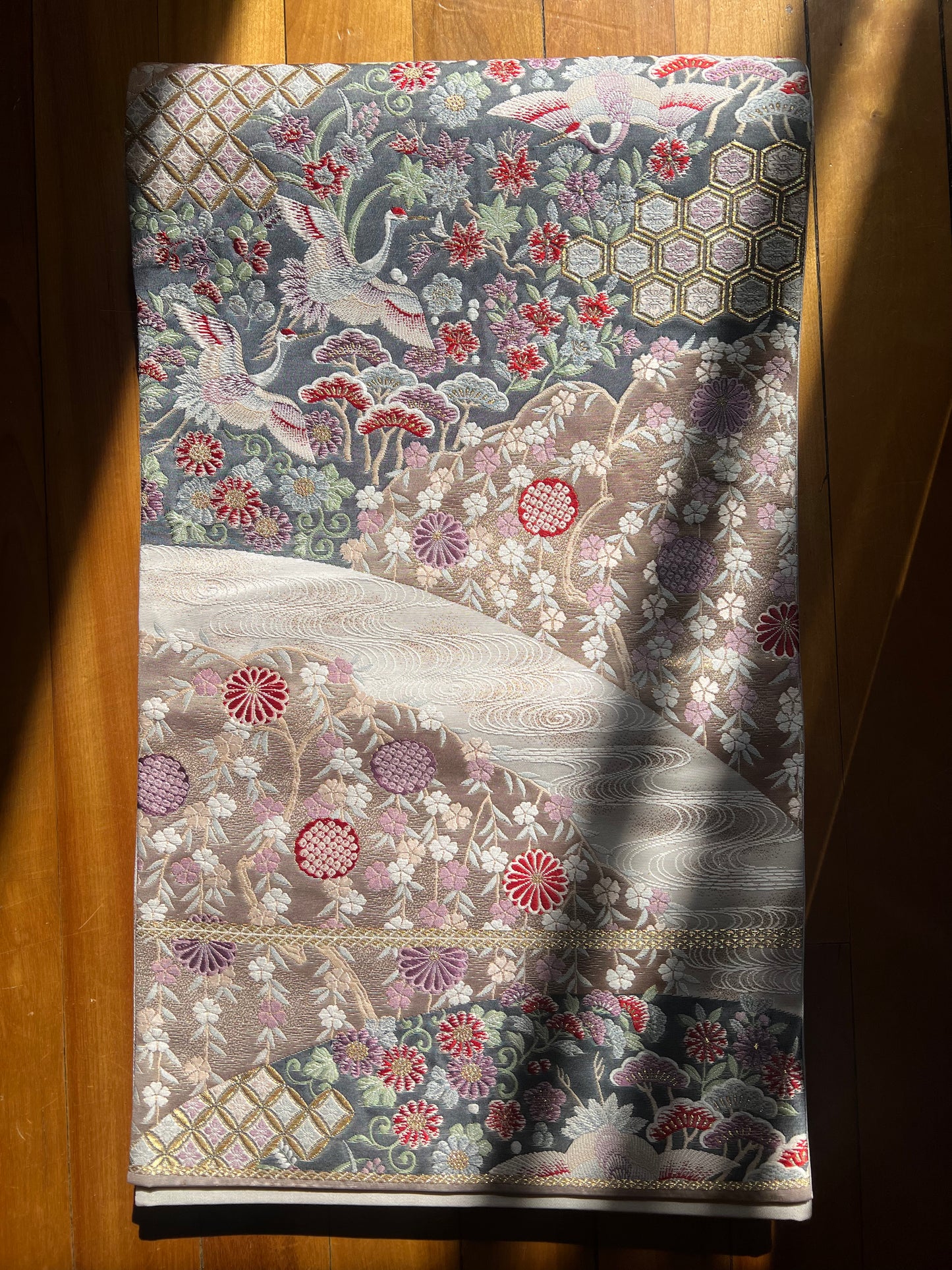 Upcycled Japanese silk obi bag