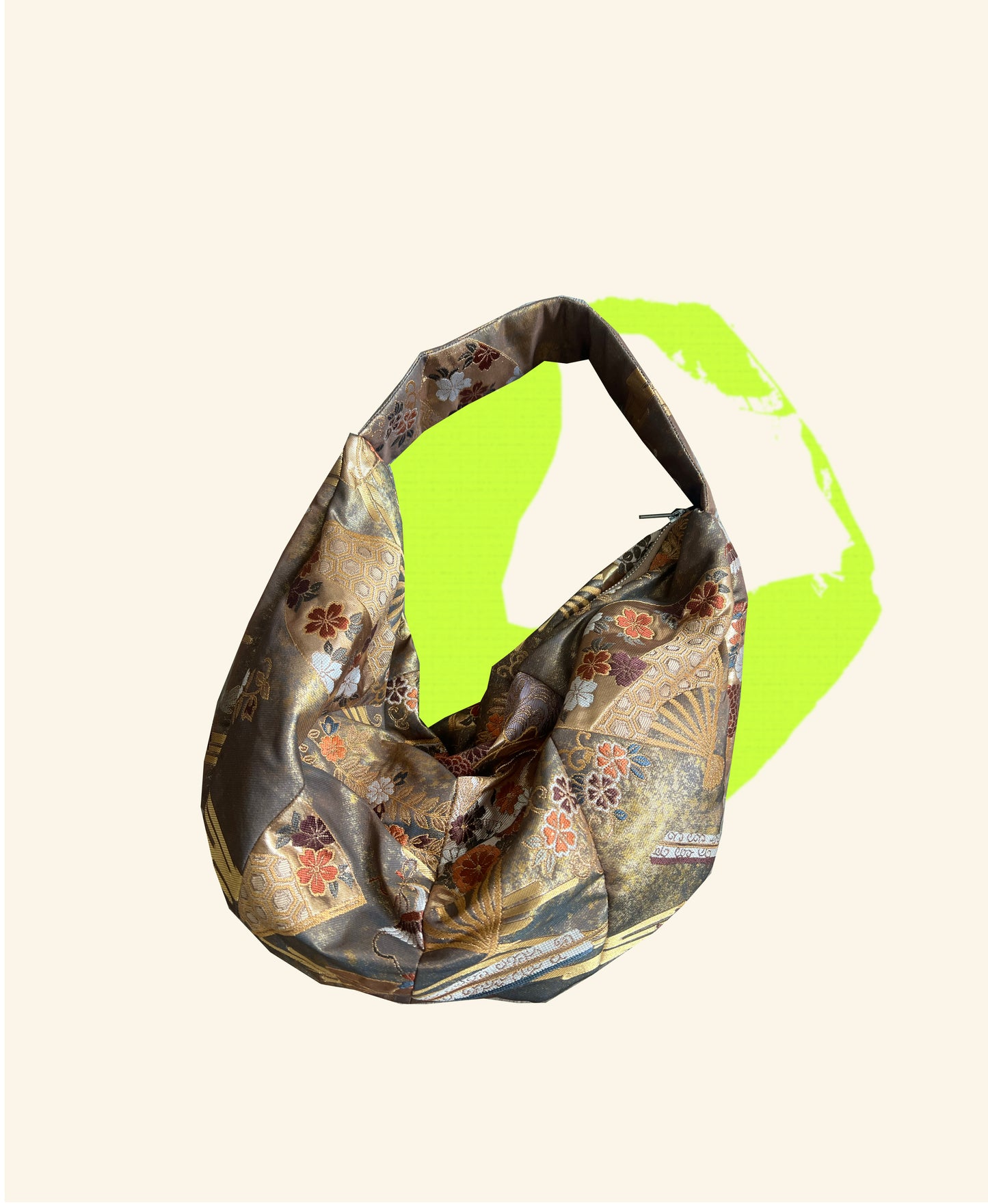 Upcycled Japanese silk obi bag