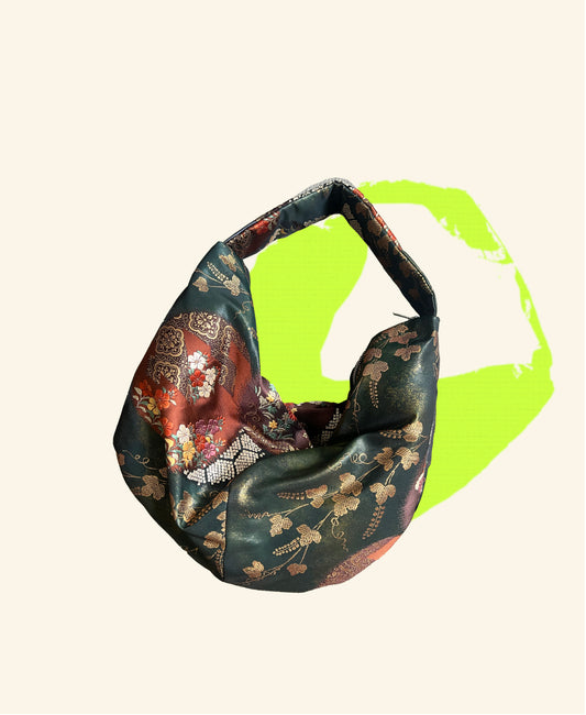 Upcycled Japanese silk obi bag