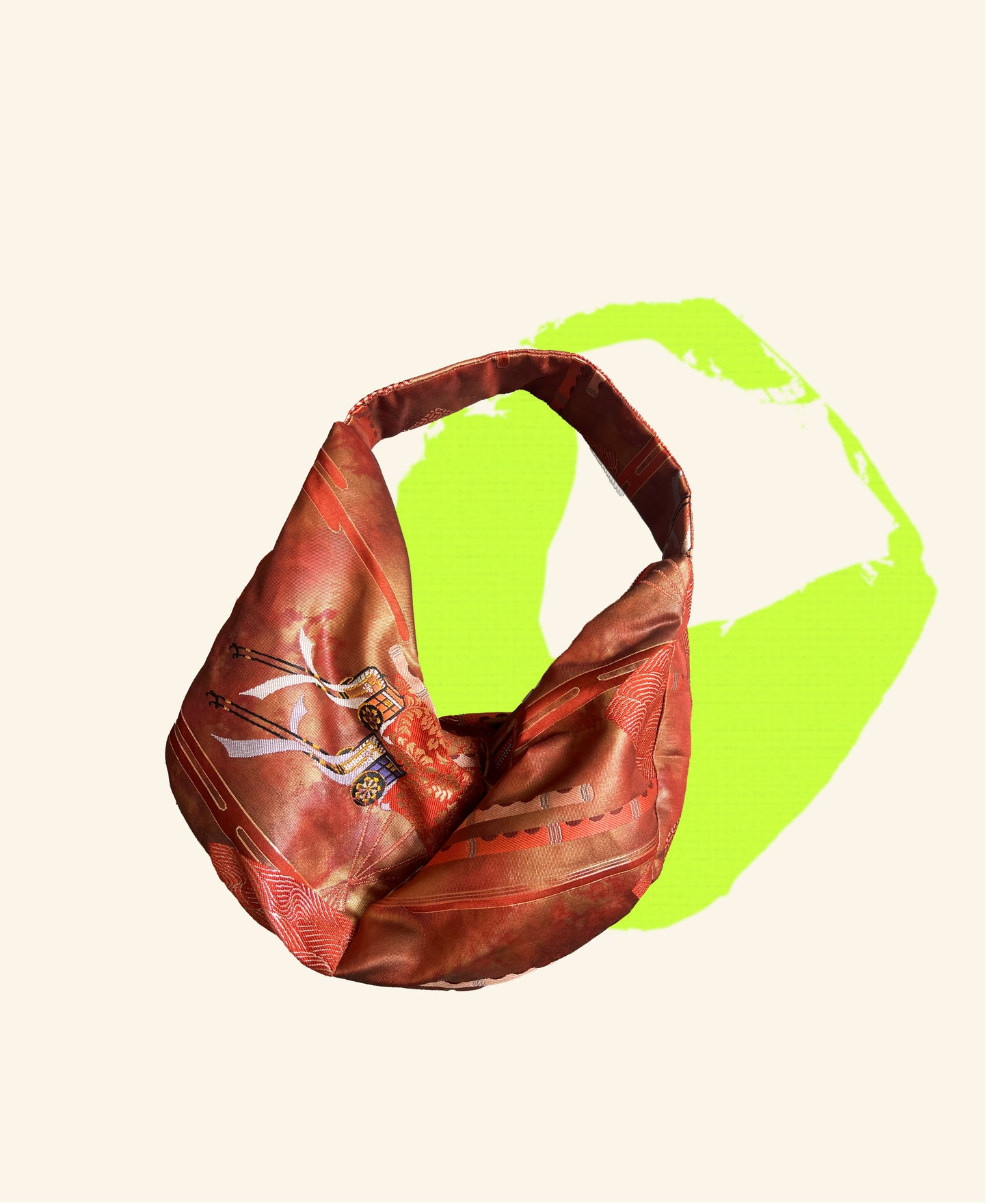 Upcycled Japanese silk obi bag