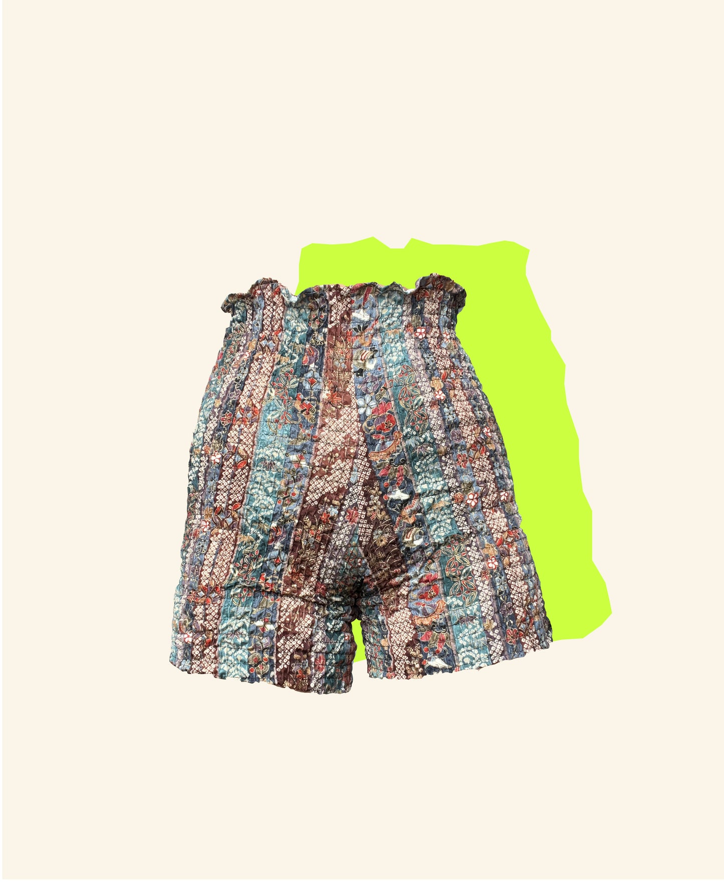 SHIRRED SHORTS (brown×green×blue)