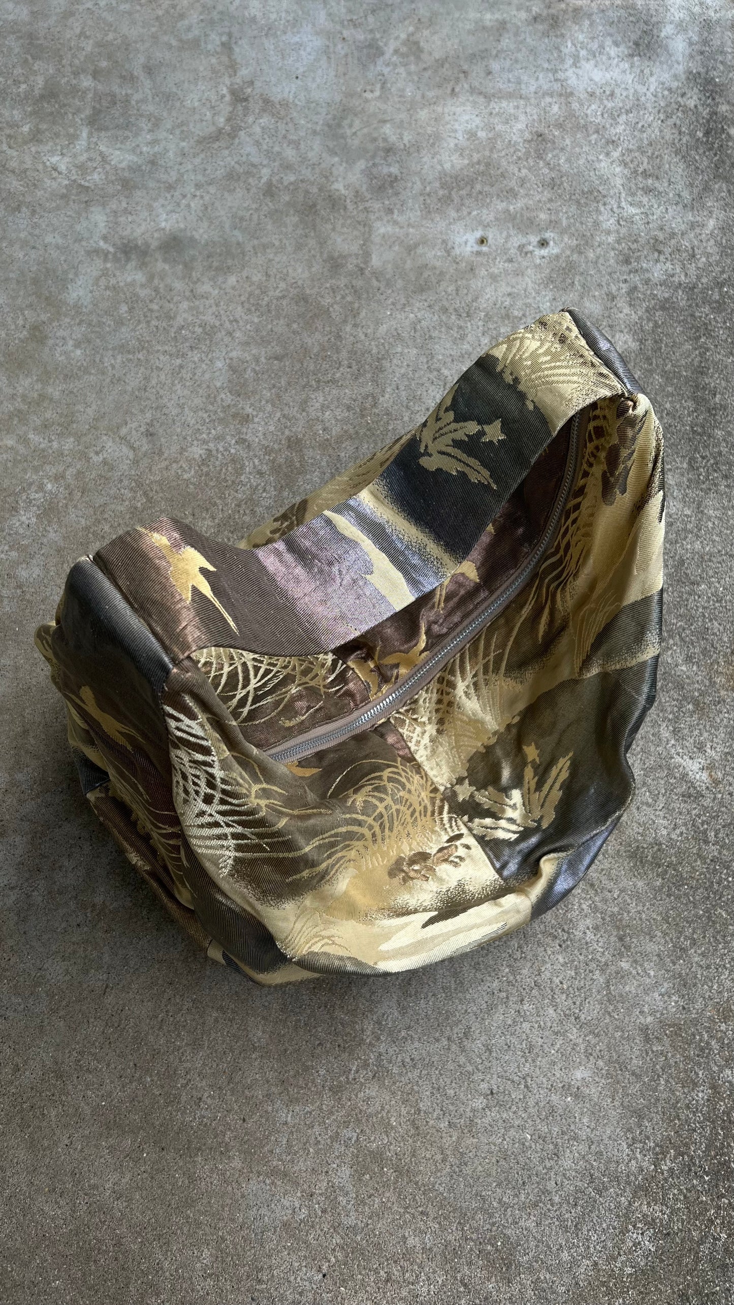 FORTUNE COOKIE BAG (S) <metallic pastel  multicolor landscape pattern> Upcycled from second hand obi