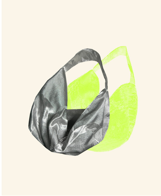 FORTUNE COOKIE BAG (S) <grey×silver× crane pattern > Upcycled from second hand obi