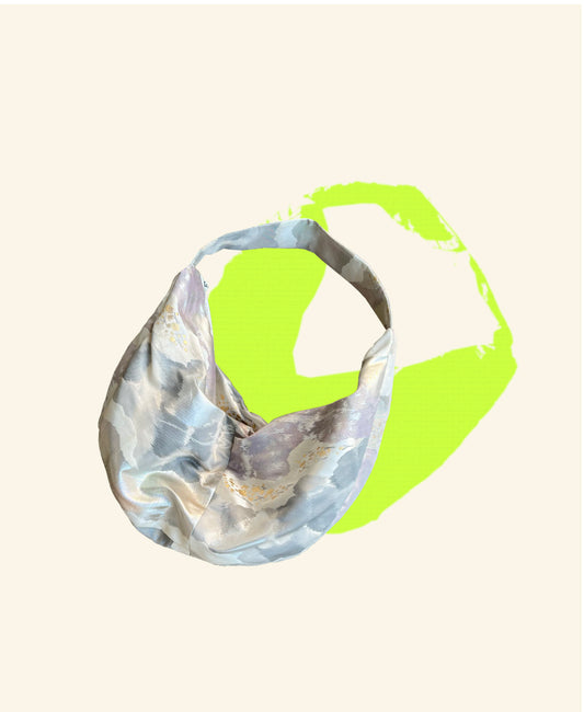 FORTUNE COOKIE BAG (S) <off white with multi pastel abstract pattern > Upcycled from pre loved obi