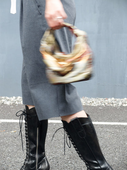 COMORI BAG <red×gold landscape pattern > Upcycled product