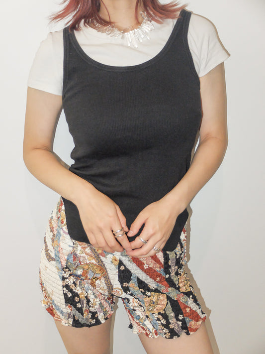 SHIRRED SHORTS (black×red×white)