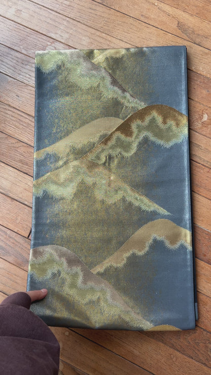 FORTUNE COOKIE BAG (S) <metallic navy×gold abstract pattern > Upcycled from pre loved obi