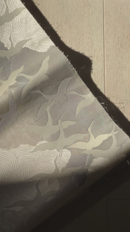 FORTUNE COOKIE BAG (S) <metallic silver with japanese crane  pattern> Upcycled from pre loved obi