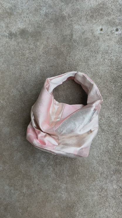 COMORI BAG <silver ×light pink abstract mountain landscape pattern> Upcycled product