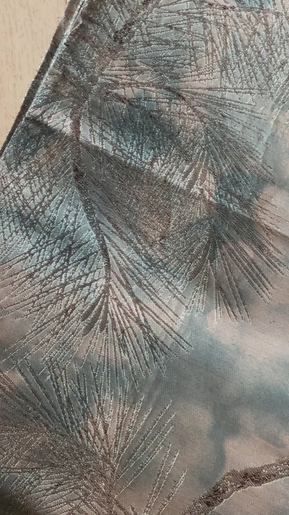 FORTUNE COOKIE BAG (S) <metallic light blue×silver with pine tree pattern> Upcycled from silk obi