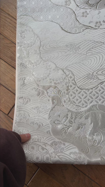 FORTUNE COOKIE BAG (S) <off white×silver multi lucky omen pattern > Upcycled from pre loved obi