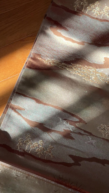 FORTUNE COOKIE BAG (S) <metallic brown with abstract pattern> Upcycled from pre loved obi