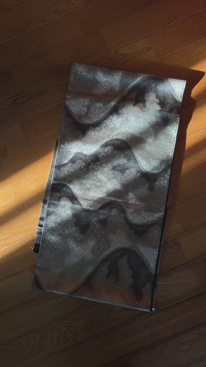 <FORTUNE COOKIE BAG (L) <black×silver with abstract pattern >  Upcycled product