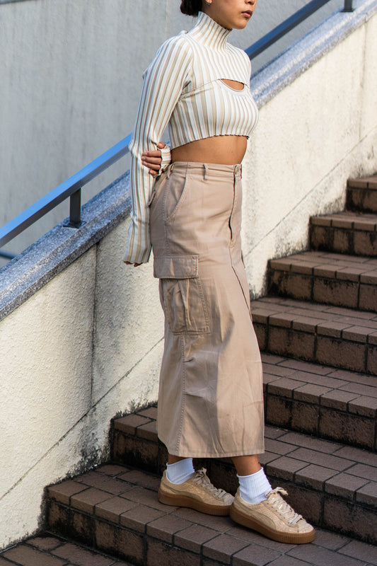 Upcycled Midi Cargo Skirt #2