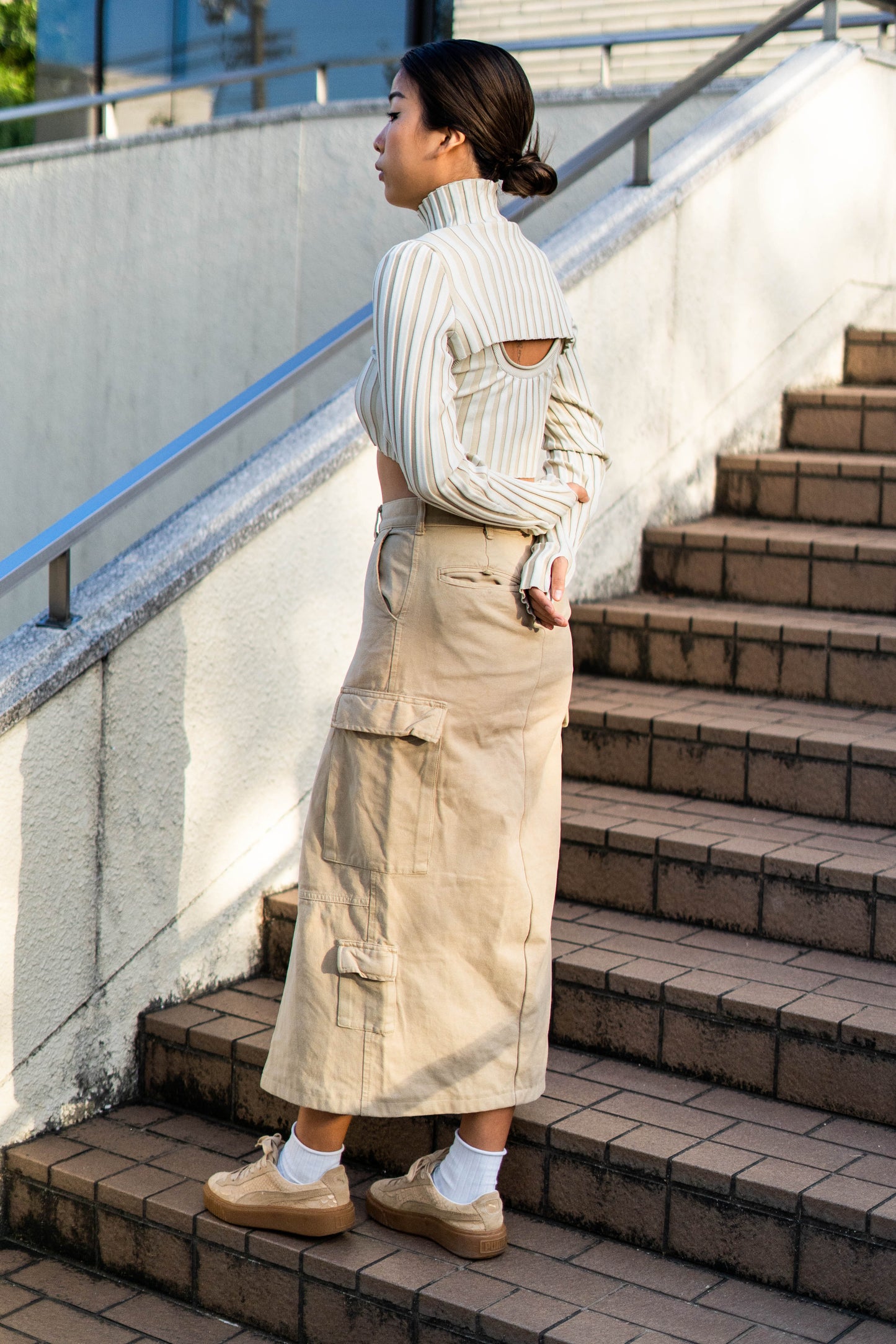 Upcycled Midi Cargo Skirt #4