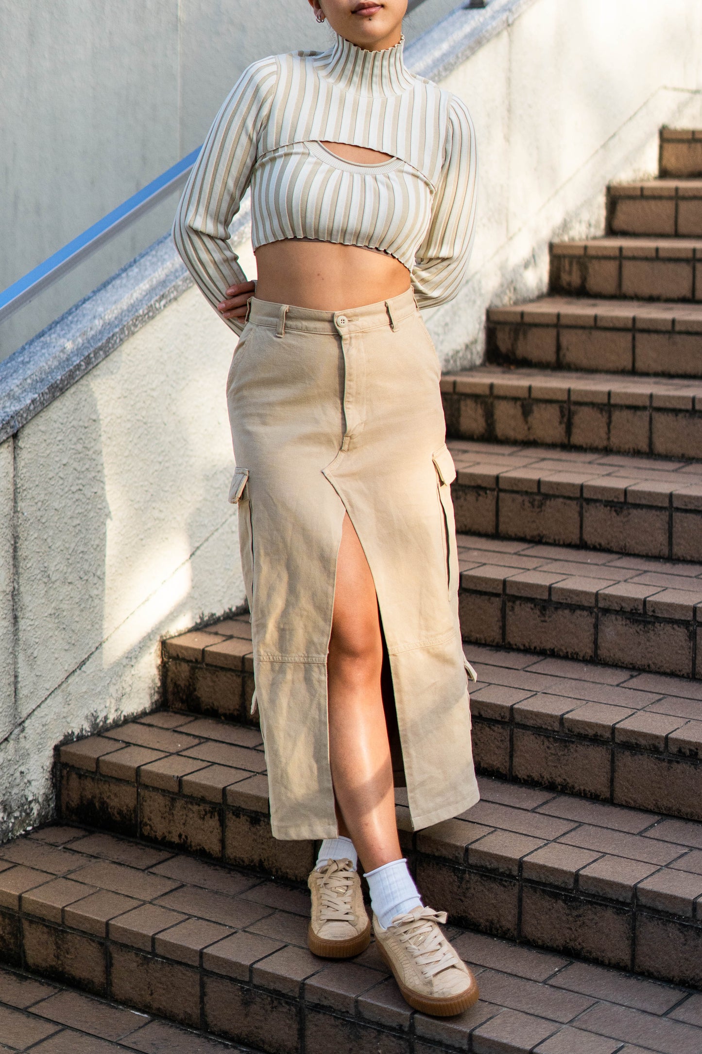 Upcycled Midi Cargo Skirt #4