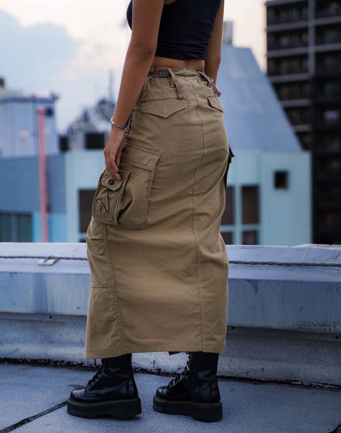 Upcycled Midi Cargo Skirt #1