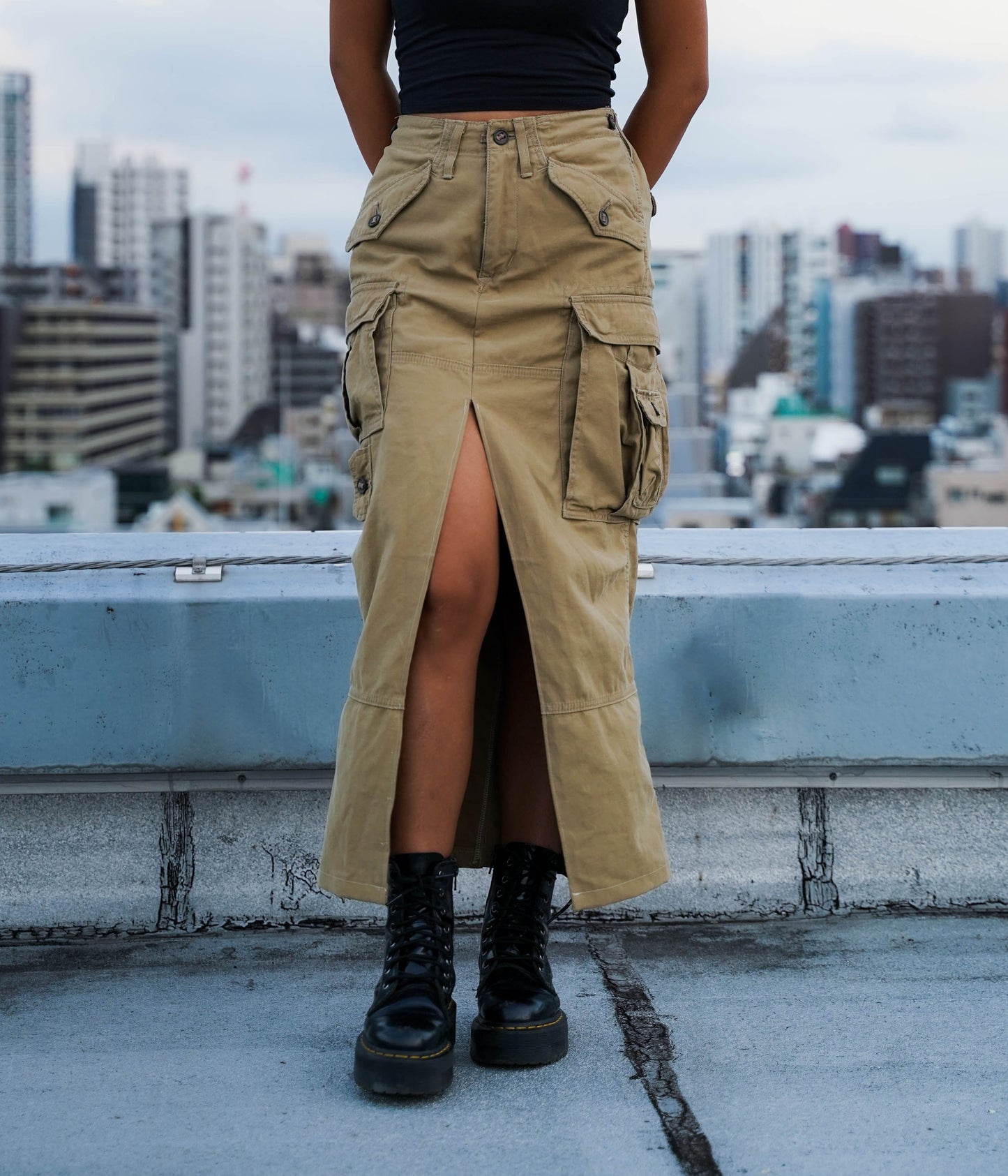 Upcycled Midi Cargo Skirt #1